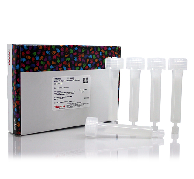 Zeba&trade; Spin Desalting Columns, Plates, and Cartridges, 7K MWCO, 0.5&ndash;100 mL