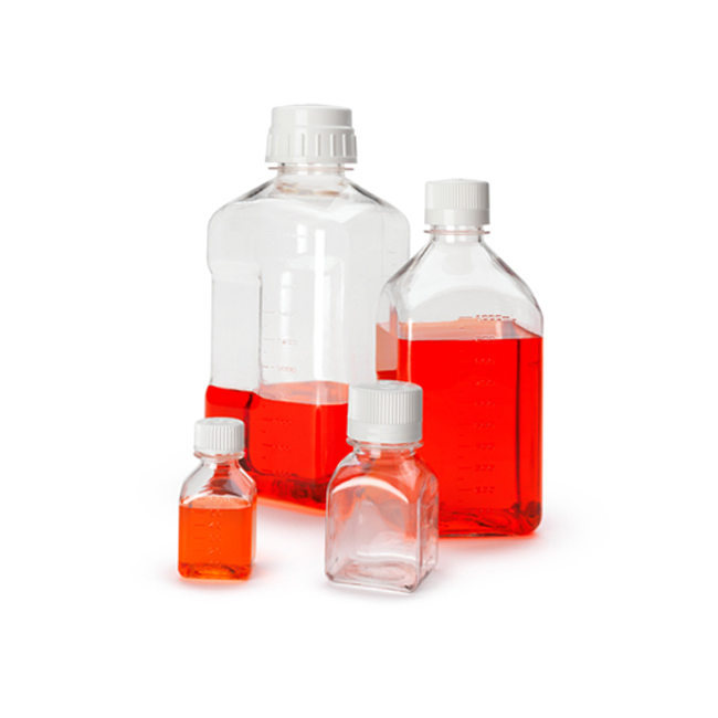 Nalgene&trade; Square PETG Media Bottles with Closure