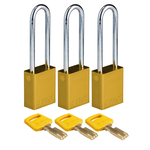 SafeKey Padlocks - aluminum with 76 mm Steel Shackle, Keyed Alike