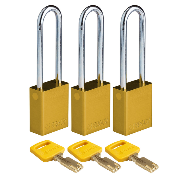 SafeKey Padlocks - aluminum with 76 mm Steel Shackle, Keyed Alike
