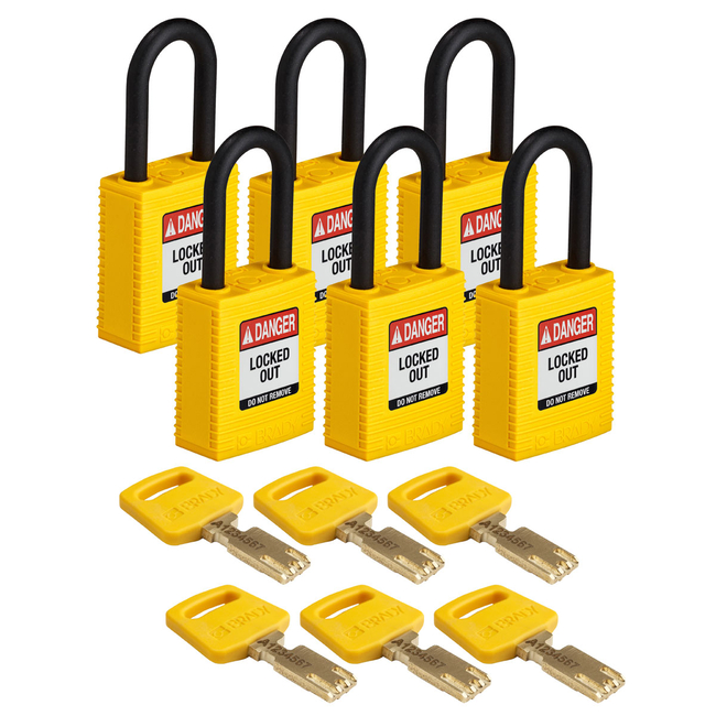 SafeKey Padlocks - Nylon with 38 mm Plastic Shackle, Keyed Different
