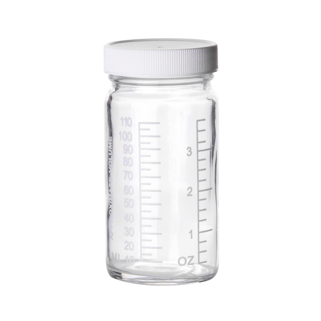 Clear Graduated Glass Bottles with White Polypropylene Cap