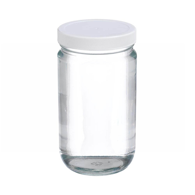 Clear Straight Sided Glass Jars with White Polypropylene Caps