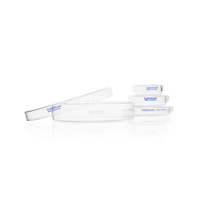 DUROPLAN&trade; Petri Dish, lid and base have planar surfaces, and free from bubbles and streaks