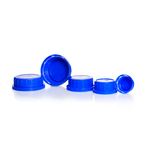 Tamper Evident Screw Cap, Wide Mouth, Blue PP, for Soda-Lime Glass Screw-Top Square Bottles