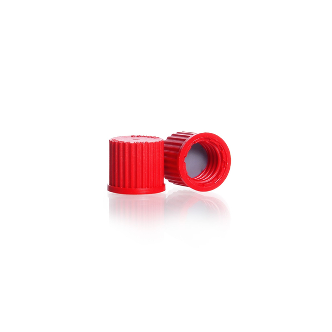DURAN&trade; Blanking Screw Cap, GL 14, Red PBT, with PTFE Cap Liner (GL 45 Connection Cap System Accessory)