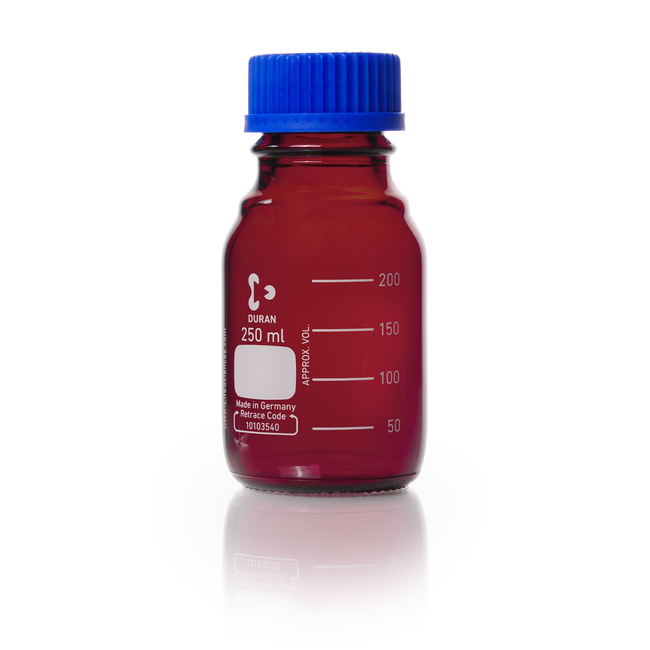 DURAN&trade; Original Laboratory Bottle, Amber, with DIN 168-1 Thread, USP / EP (3.2.1) Light Transmission, Graduated