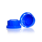 Tamper Evident Screw Cap, Wide Mouth, Blue PP, for Soda-Lime Glass Screw-Top Square Bottles