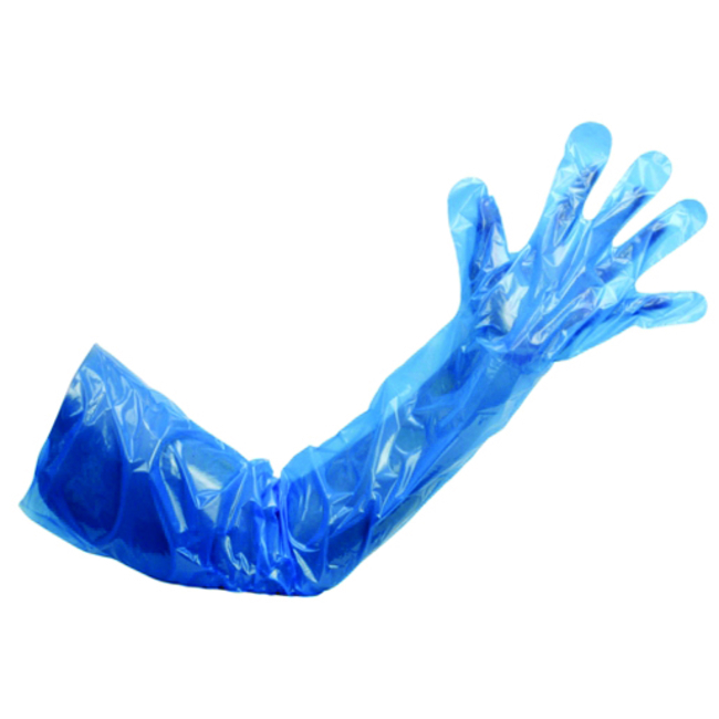 Blue Polythene Gauntlet Gloves