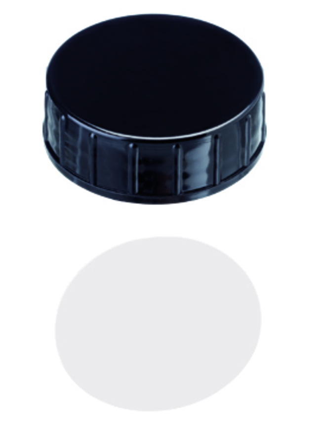 40mm PP Screw Seal, Black, Closed top, Assembled septum