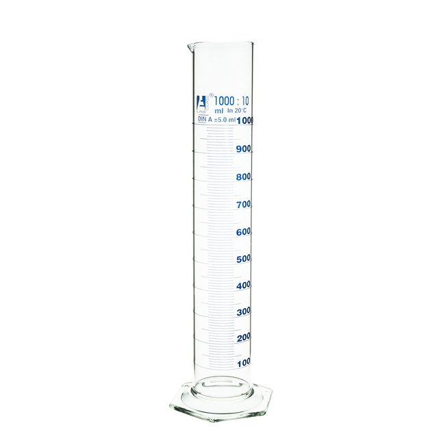 Class A Hexagonal Base Glass Graduated Measuring Cylinder