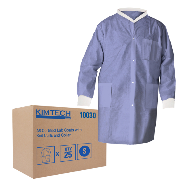 Kimtech&trade; A8 Certified Lab Coats with Knit Cuffs and Collar
