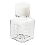 Nalgene&trade; Square PET Media Bottles with Closure: Sterile, Shrink-Wrapped Trays
