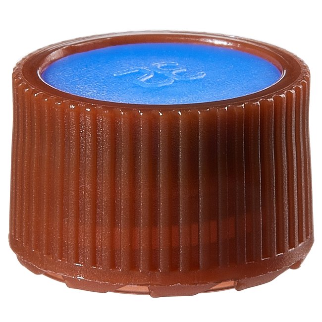 Nalgene&trade; PPCO Amber High Profile Closures with Color Coders for Micro Packaging Vials: Sterile, Bulk Pack