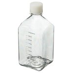 Nalgene&trade; Square PETG Media Bottles with Closure: Sterile, Shrink-Wrapped Trays