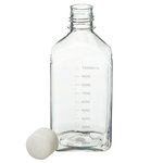 Nalgene&trade; Square PETG Media Bottles with Closure: Sterile, Shrink-Wrapped Trays