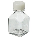 Nalgene&trade; Square PETG Media Bottles with Closure: Sterile, Shrink-Wrapped Trays