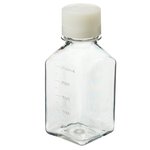 Nalgene&trade; Square PETG Media Bottles with Closure: Sterile, Shrink-Wrapped Trays
