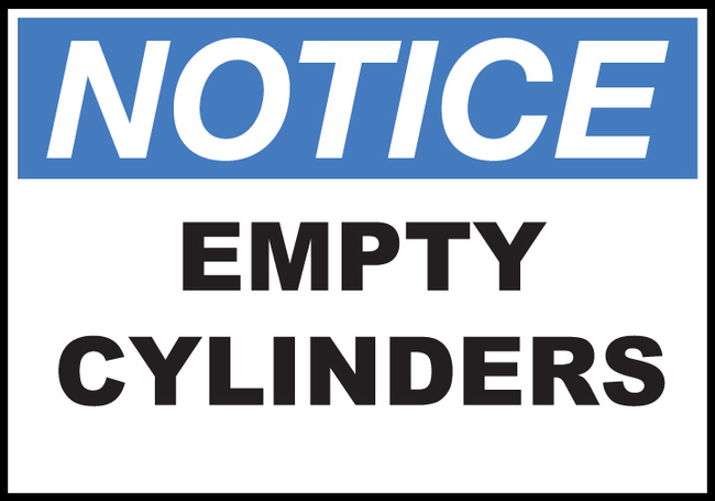Eco Safety Sign NOTICE Empty Cylinders