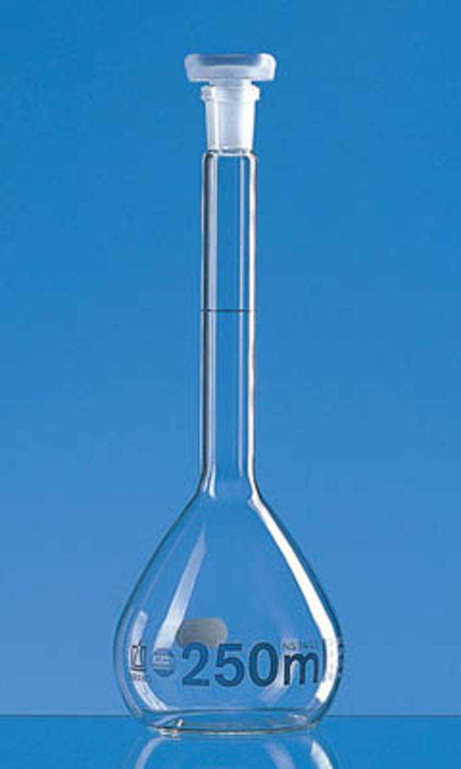 Blaubrand&trade; Class A Borosilicate Glass Volumetric Flasks with Polypropylene Stopper
