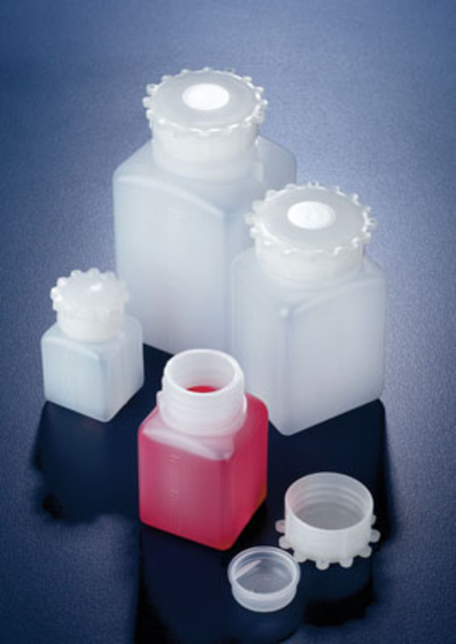 Azlon&trade; HDPE Translucent Graduated Square Bottles with Plug Caps