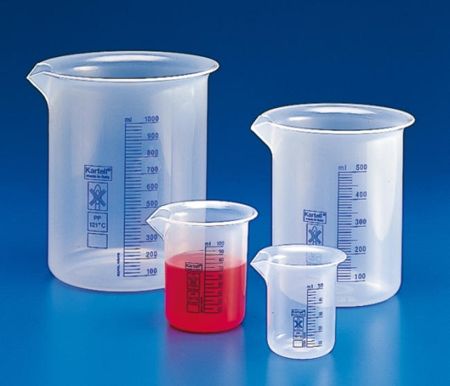 Polypropylene Low Form Beakers with Blue Printed Graduations