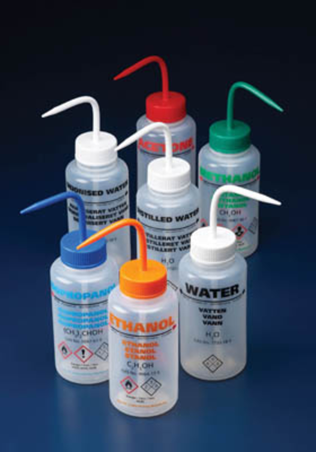 Azlon&trade; Multi-lingual Safety Venting Wash Bottle