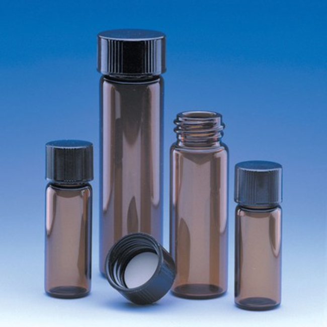 Class B Amber Glass Threaded Vials with Attached Caps