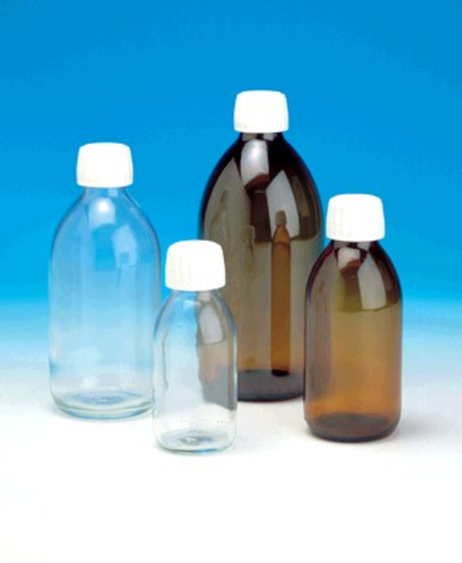 Soda Lime Glass Bottle with 28mm Fitted Closure, Amber