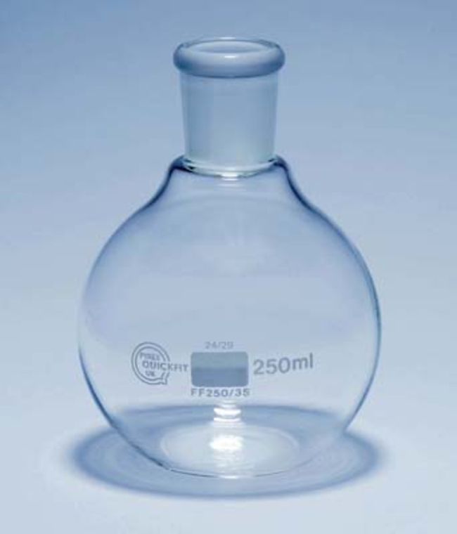 Quickfit&trade; Borosilicate Glass Short Neck Flat Bottom Flask