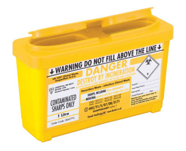 Sharpsguard&trade; yellow 1 0.84L Multi-Purpose Sharps Container with Push-Down Lid