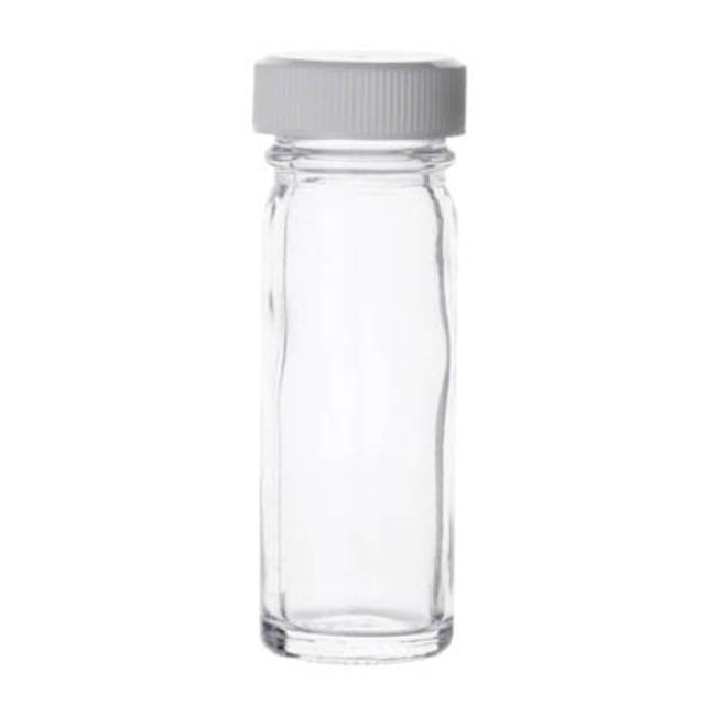 Clear Moulded Glass Vials, with Fitted Screw Caps
