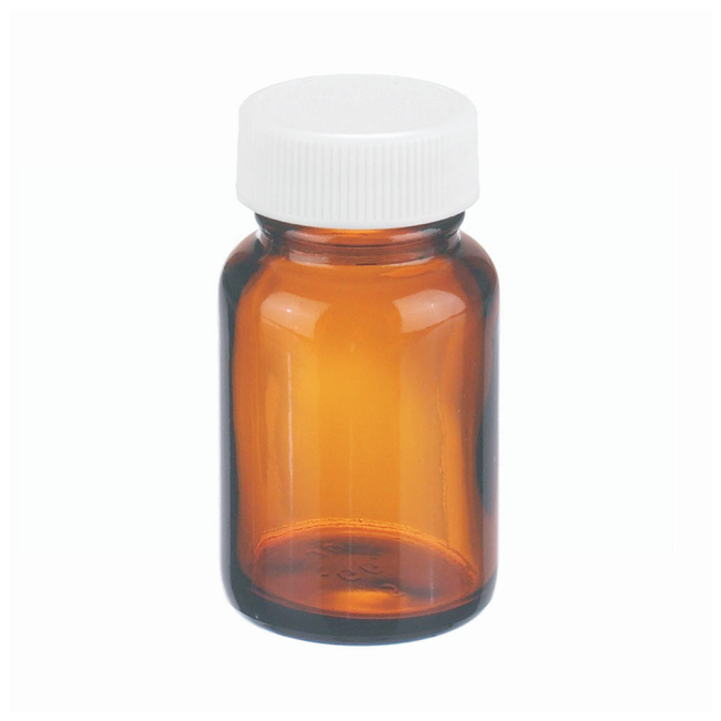 Wheaton&trade; Amber Wide-Mouth Packers with PTFE Faced PP-lined Closures