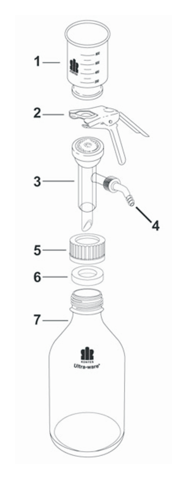 Kimble&trade; Kontes&trade; Ultra-Ware&trade; Microfiltration Assembly with Fritted Glass support and GL 45 Style Bottle (47mm)