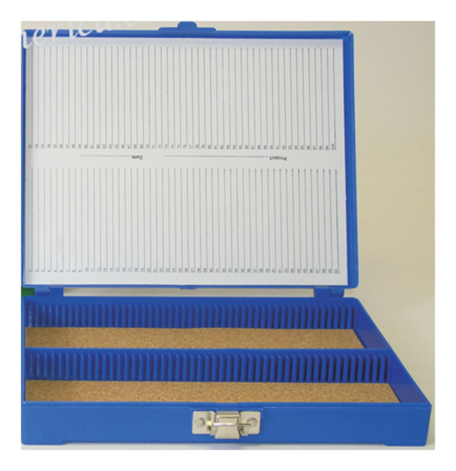 100-Slide Capacity Microscope Slide Storage Boxes Blue | Contact Us ...