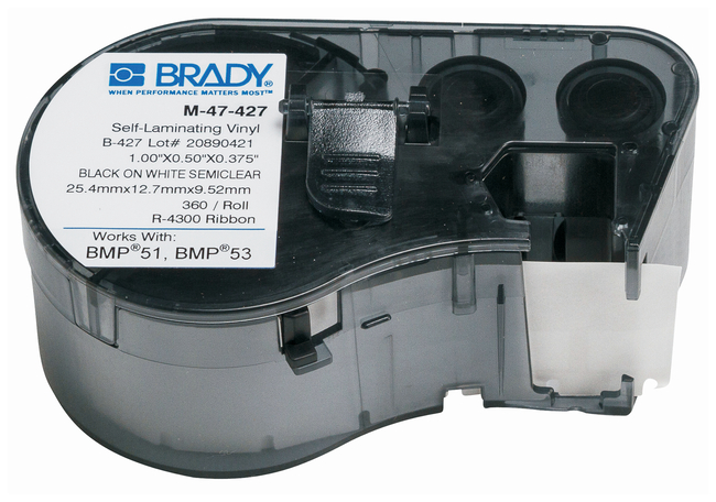 Label Maker Vinyl Cartridges (B-427) for BMP51, BMP53, BMP41 Printers