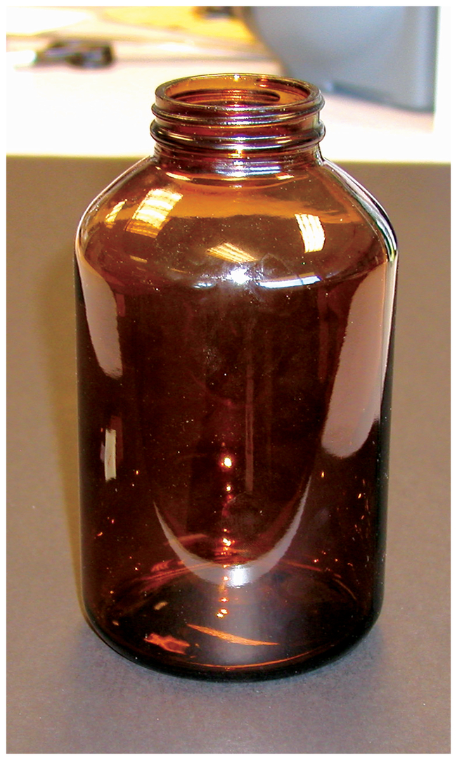 Amber Soda Glass Wide Mouth Packer Bottles with White Polypropylene/Polyvinyl Lined Cap