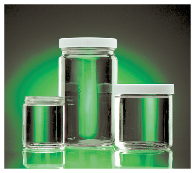 Wheaton&trade; Clear Straight-Sided Jars with Polyvinyl-lined Caps