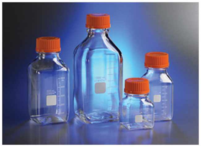Square Polycarbonate Storage Bottles with 45 mm Cap