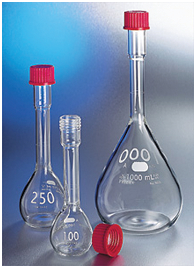 PYREX™ EZ Access Heavy Duty Class A Wide Mouth Volumetric Flasks With GL32 Screw Cap