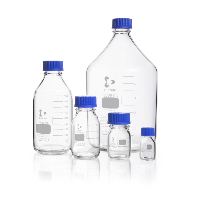 DURAN&trade; GL 45 Laboratory Glass Bottles With PP Screw Cap and Pouring Ring