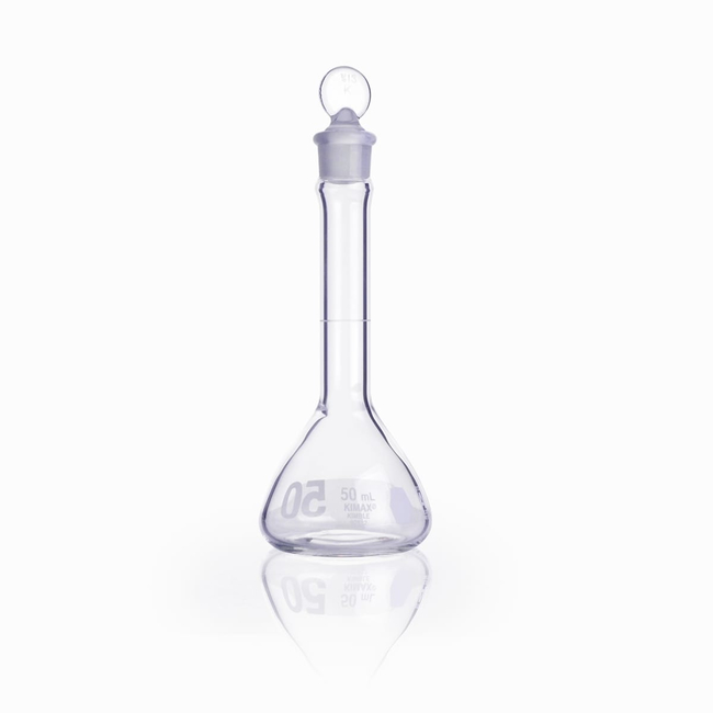 Kimble&trade; KIMAX&trade; Heavy-Duty Clear Glass Class A Volumetric Flasks with Glass Stoppers